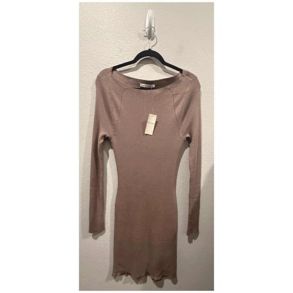 ABERCROMBIE AND FITCH Long Sleeve Round Neck Sweater Midi Bodycon Dress